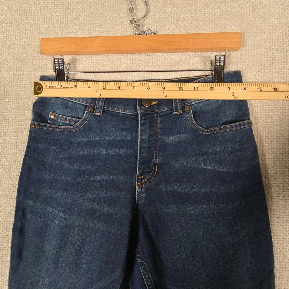 Lands End Boys Husky Denim Jeans Dark Wash Straight Leg Size 10H Stretch Blue‎